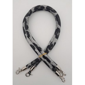 Çanta Aksesuar Çift Kordon Çanta Sapı Gri Siyah Leopar Gümüş Metalli