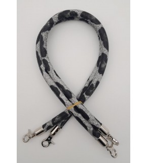 Çanta Aksesuar Çift Kordon Çanta Sapı Gri Siyah Leopar Gümüş Metalli