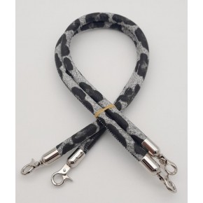 Çanta Aksesuar Çift Kordon Çanta Sapı Gri Siyah Leopar Gümüş Metalli