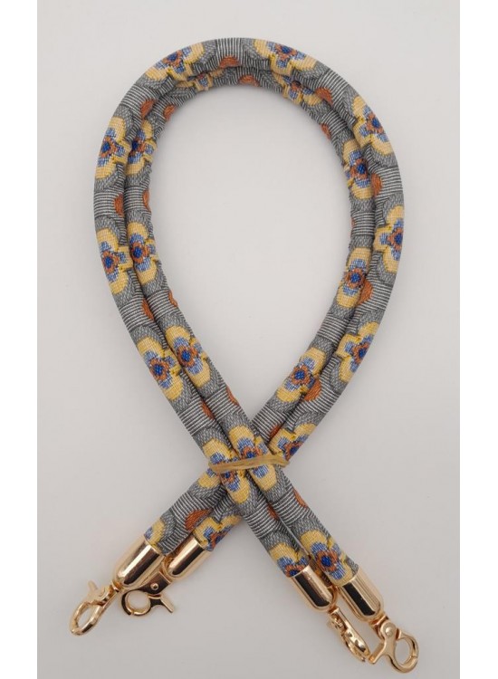 Çanta Aksesuar Çift Kordon Çanta Sapı Gri Turuncu Çiçekli Light Gold Metalli Çanta Aksesuar Çift Kordon Çanta Sapı Gri Turuncu Çiçekli Light Gold Metalli