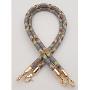 Çanta Aksesuar Çift Kordon Çanta Sapı Gri Turuncu Çiçekli Light Gold Metalli