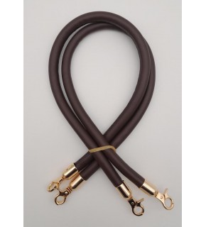 Çanta Aksesuar Çift Kordon Çanta Sapı Koyu Kahverengi Light Gold Metalli