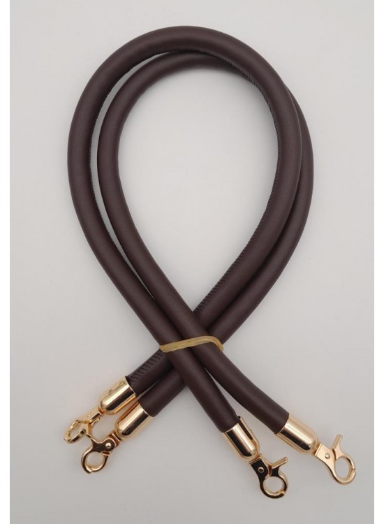 Çanta Aksesuar Çift Kordon Çanta Sapı Koyu Kahverengi Light Gold Metalli