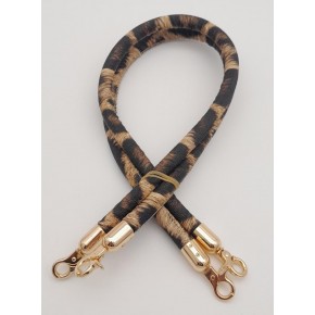 Çanta Aksesuar Çift Kordon Çanta Sapı Leopar Light Gold Metalli