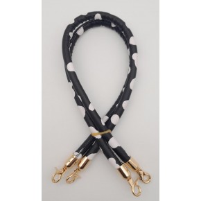 Çanta Aksesuar Çift Kordon Çanta Sapı Siyah Beyaz Leopar Light Gold Metalli