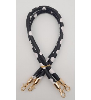 Çanta Aksesuar Çift Kordon Çanta Sapı Siyah Beyaz Leopar Light Gold Metalli