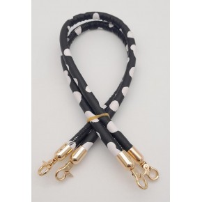 Çanta Aksesuar Çift Kordon Çanta Sapı Siyah Beyaz Leopar Light Gold Metalli