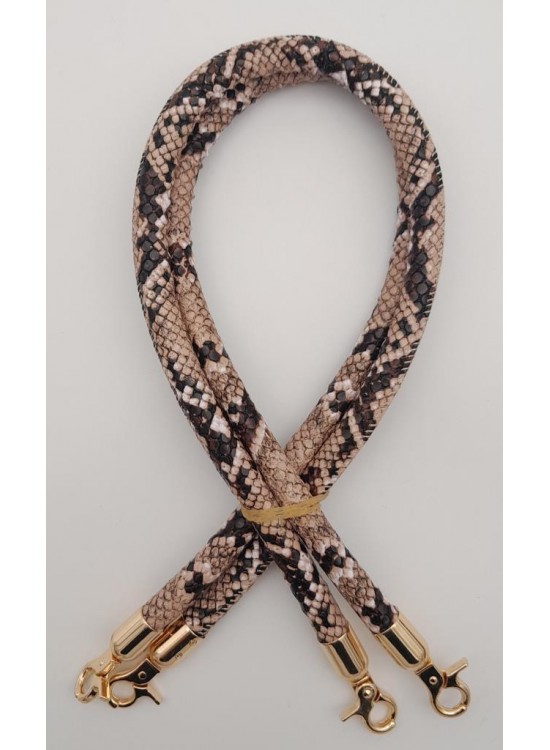 Çanta Aksesuar Çift Kordon Çanta Sapı Yılan Derisi Desen Light Gold Metalli
