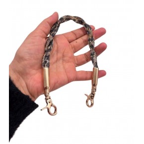 Çanta Aksesuar cm Leopar Taşlı   Çanta Sapı  Light Gold Metalli