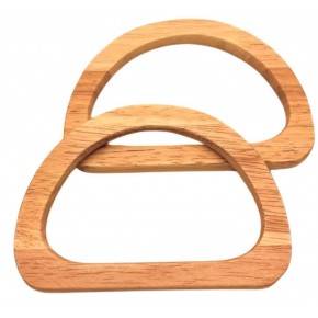 Çanta Aksesuar D Model 12x8 cm Ham Renk Ahşap Çanta Sapı