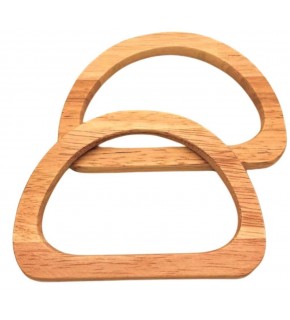 Çanta Aksesuar D Model 12x8 cm Ham Renk Ahşap Çanta Sapı