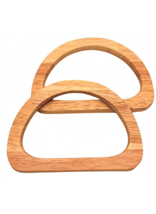 Çanta Aksesuar D Model 12x8 cm Ham Renk Ahşap Çanta Sapı