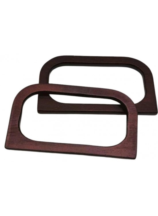 Çanta Aksesuar D Model 14X8 cm Kahve Renk Ahşap Çanta Sapı