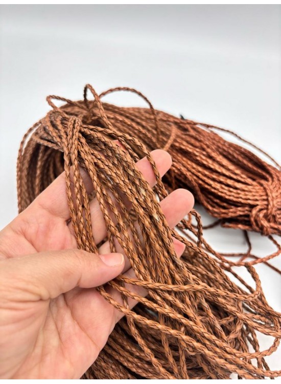 Çanta Aksesuar Deri Tüp Örgü 3 mm 1 Metre Taba Renk