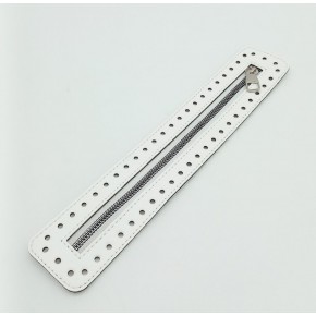 Çanta Aksesuar Derili Fermuar Yeni Model Beyaz 30 Cm Gümüş Metalli