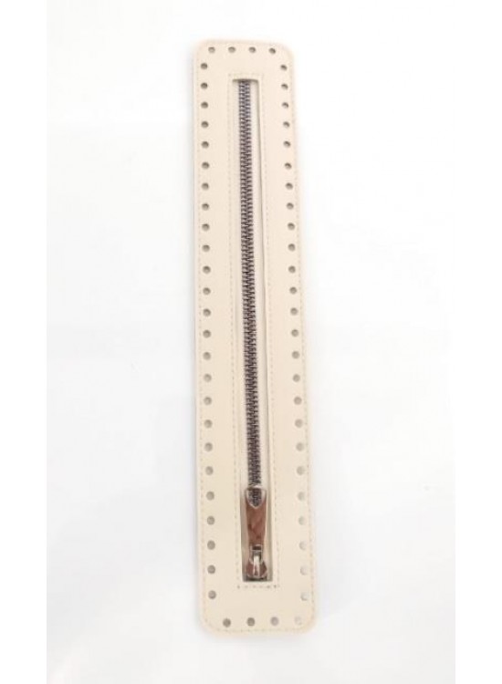 Çanta Aksesuar Derili Fermuar Yeni Model Krem 30 Cm Gümüş
