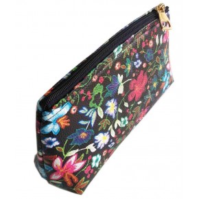 Çanta Aksesuar Desenli El İşi Hobi Makyaj Çantası Organizer Çiçek Koyu Desen