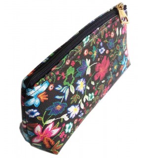 Çanta Aksesuar Desenli El İşi Hobi Makyaj Çantası Organizer Çiçek Koyu Desen