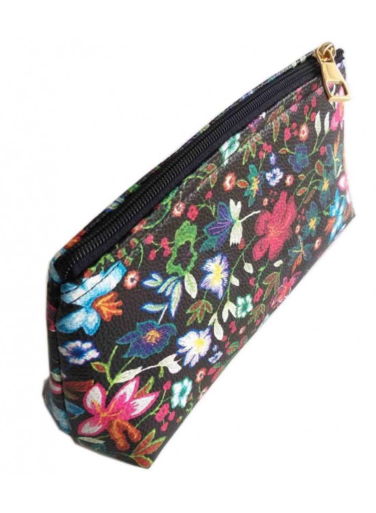 Çanta Aksesuar Desenli El İşi Hobi Makyaj Çantası Organizer Çiçek Koyu Desen