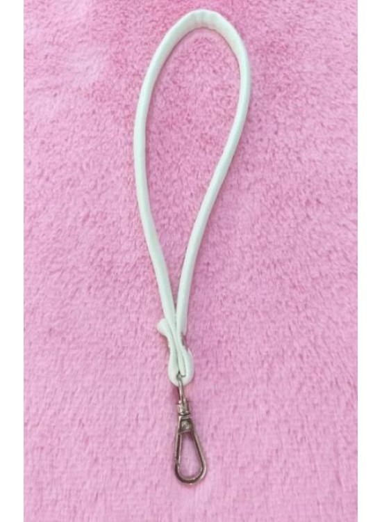 Çanta Aksesuar Dikişli Suni Deri Beyaz Renk Elcik Gümüş Metal