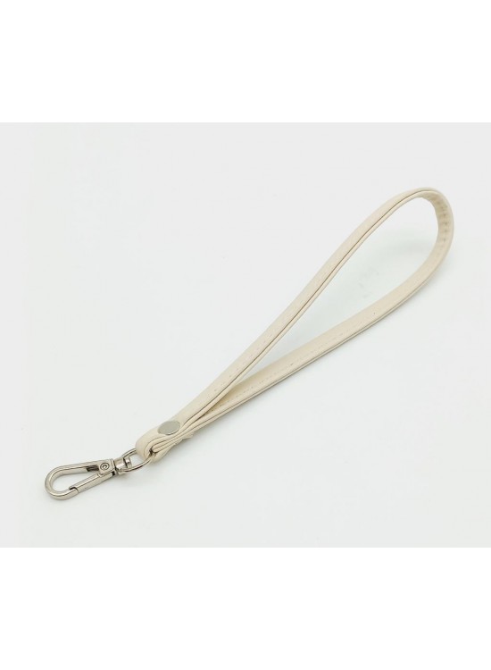 Çanta Aksesuar Dikişli Suni Deri Krem Renk Elcik Gümüş Metal