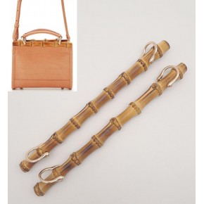 Çanta Aksesuar Düz Gerçek Bambu Çanta Bursu Light Gold Halkalı