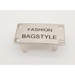 Çanta Aksesuar Fashion Bagstyle Yazılı Plaka Süs Gümüş Renk
