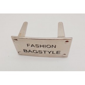 Çanta Aksesuar Fashion Bagstyle Yazılı Plaka Süs Gümüş Renk