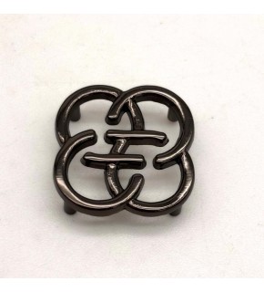 Çanta Aksesuar Füme Renk 2  Cm Çiçek Model Plaka Süs