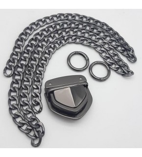 Çanta Aksesuar Füme Renk Orta Kalınlık Zincir Set No:69