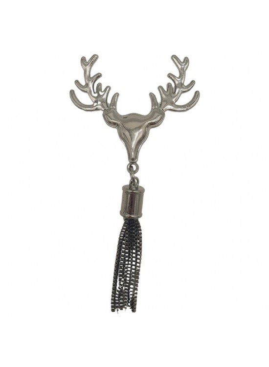 Çanta Aksesuar Füme Renk Püsküllü Geyik Model Çanta Süsü