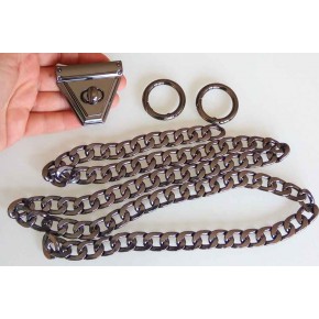 Çanta Aksesuar Füme Renk Zincir Set