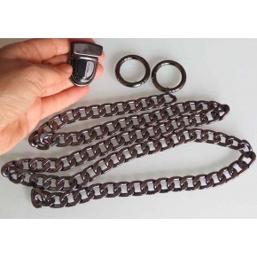 Çanta Aksesuar Füme Renk Zincir Set