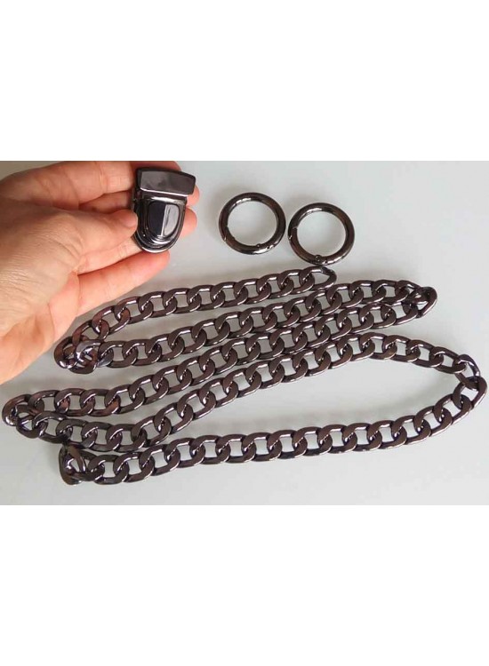 Çanta Aksesuar Füme Renk Zincir Set