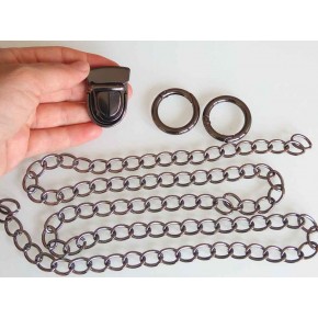 Çanta Aksesuar Füme Renk Zincir Set