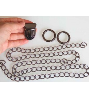 Çanta Aksesuar Füme Renk Zincir Set