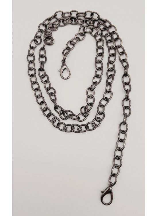 Çanta Aksesuar Füme Yuvarlak Model İnce Kancalı Çanta Zinciri 120 Cm