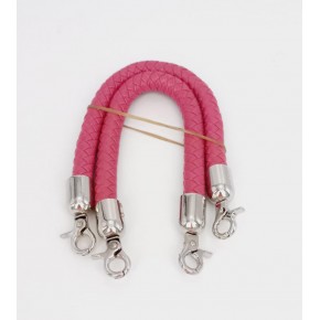 Çanta Aksesuar Fuşya Kısa Örme Çanta Sapı Gümüş Metal