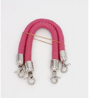 Çanta Aksesuar Fuşya Kısa Örme Çanta Sapı Gümüş Metal