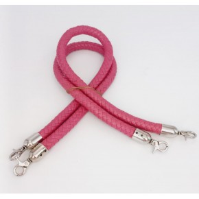 Çanta Aksesuar Fuşya Örme Çanta Sapı Gümüş Metal