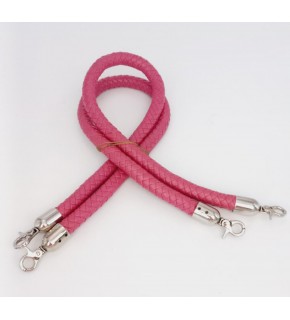 Çanta Aksesuar Fuşya Örme Çanta Sapı Gümüş Metal