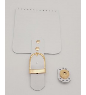 Çanta Aksesuar Gerçek Deri 21x11 cm Beyaz Renk Çanta Kapağı Light Gold Metalli