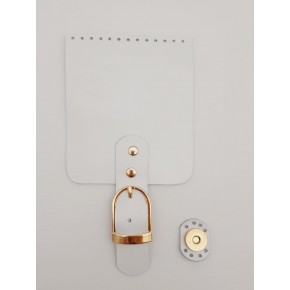 Çanta Aksesuar Gerçek Deri 21x11 cm Beyaz Renk Çanta Kapağı Light Gold Metalli