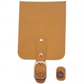 Çanta Aksesuar Gerçek Deri 21x12 cm Açık Taba Renk Çanta Kapağı Light Gold Metalli