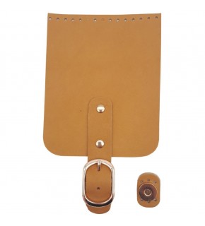 Çanta Aksesuar Gerçek Deri 21x12 cm Açık Taba Renk Çanta Kapağı Light Gold Metalli