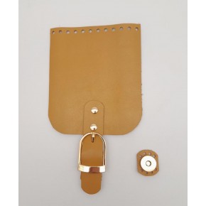 Çanta Aksesuar Gerçek Deri 21x12 cm Hardal Renk Çanta Kapağı Light Gold Metalli