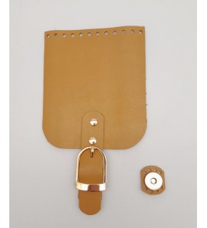 Çanta Aksesuar Gerçek Deri 21x12 cm Hardal Renk Çanta Kapağı Light Gold Metalli