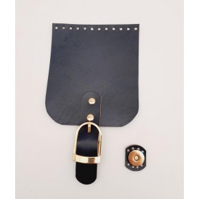 Çanta Aksesuar Gerçek Deri 21x12 cm Lacivert Renk Çanta Kapağı Light Gold Metalli