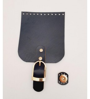 Çanta Aksesuar Gerçek Deri 21x12 cm Lacivert Renk Çanta Kapağı Light Gold Metalli