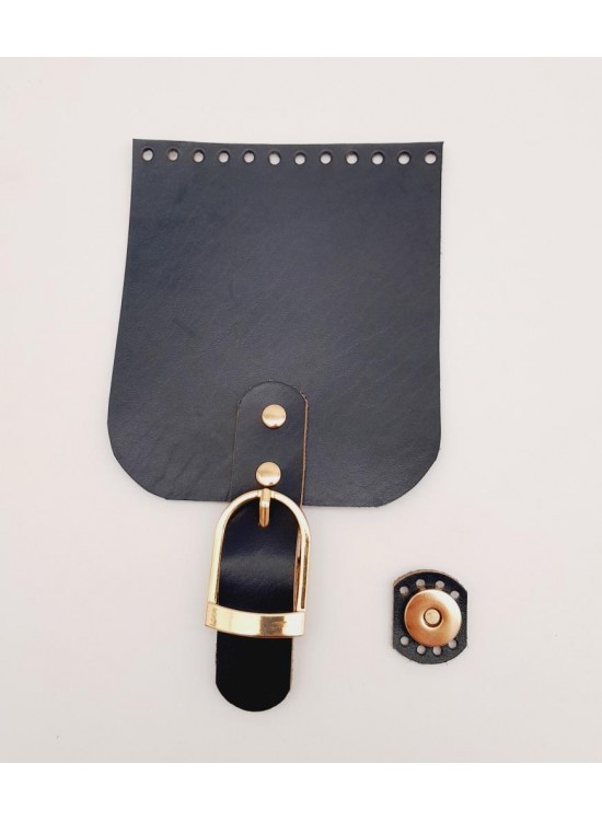 Çanta Aksesuar Gerçek Deri 21x12 cm Lacivert Renk Çanta Kapağı Light Gold Metalli